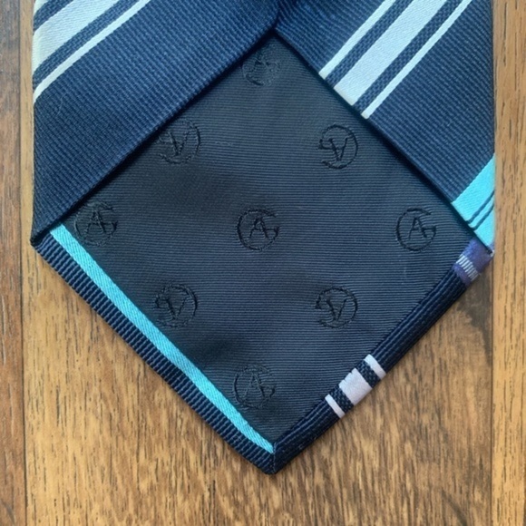Giorgio Armani Recent Blue & Teal Striped Tie - Picture 4 of 8